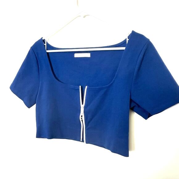 Oak + Fort Double Zip Ponte Square Neck Crop Top Large - Picture 5 of 5